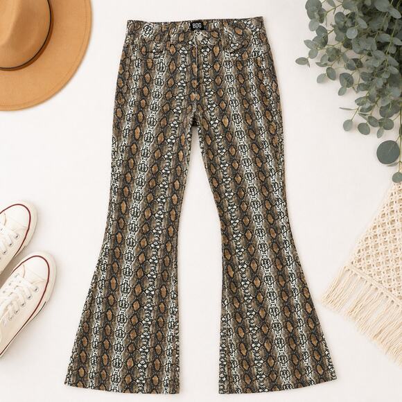 BDG Denim - BDG Urban Outfitters Snake Print Flare Pants Size 27 Y2K Boho Festival